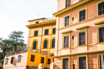 Fototapeta na wymiar Traditional old buildings Street view in Rome, ITALY