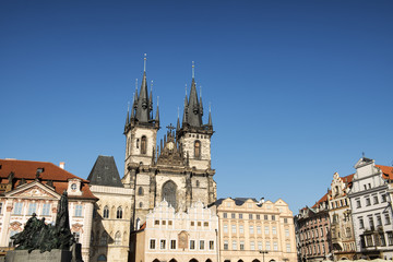 Fototapeta na wymiar Church of Our Lady before Tyn, from Old Town Square, Prague, Czech Republic