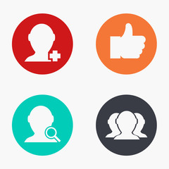 Vector modern social network colorful icons set 