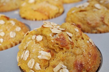 Homemade pumpkin oatmeal muffins