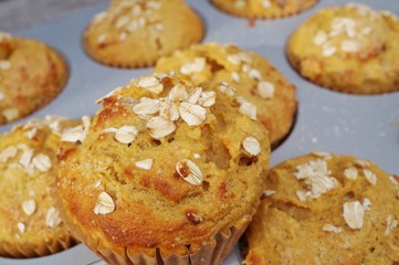 Homemade pumpkin oatmeal muffins
