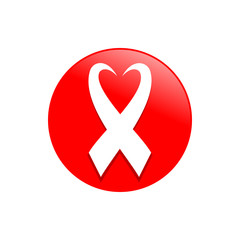 Obraz premium Heart Ribbon Awareness Badge | Red Circular Emblem Symbolizing Health, Unity and Charity Campaigns
