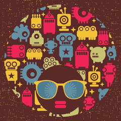 Obraz premium Black head woman with strange pattern hair.