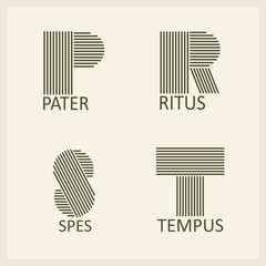 Letters P, R, S, T.  Templates for logos, emblems ,monographs.
