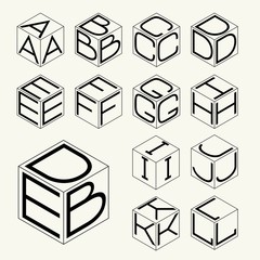 Set 1 template. Letters inscribed in the  sides  cube