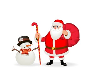 Funny friendly Santa Claus, snowman. Isolate, without gradients
