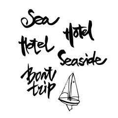 Hand made sketch of yachting and sea.