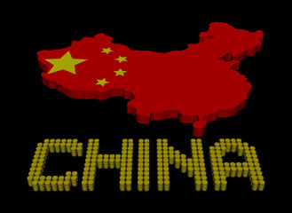 China barrel text with map flag illustration