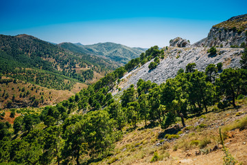 Fototapeta na wymiar Panoramic View Of Mountains Landscape in Malaga, Andalusia, Spai