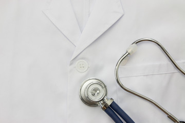 Fototapeta na wymiar Stethoscope on a doctor's coat