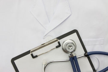 Fototapeta na wymiar Stethoscope on a doctor's coat