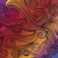 Fototapeta na wymiar Vector abstract hand-drawn pattern with waves. Wavy background.