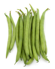 Green beans handful isolated on white background cutout