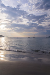 silhouette of sunset and sea beach, phuket, thailand