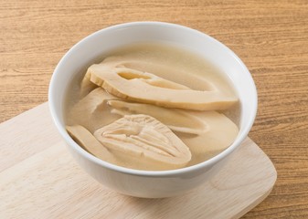 Bowl of Chinese Bamboo Shoot with Chinese Mushrooms Soup