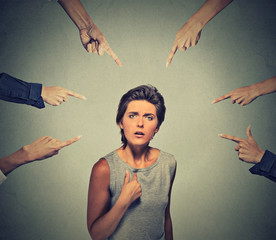 Concept of accusation guilty person girl.