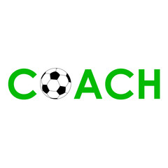 Icono plano texto COACH futbol verde © teracreonte