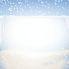 Verschneites Board mit Schnee Kulisse