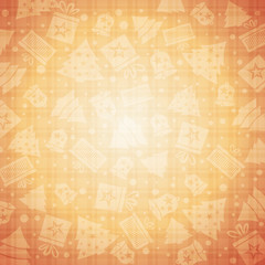 Golden christmas background with bell, star, snow, tree, vector