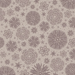 Beige background with snowflakes, vector