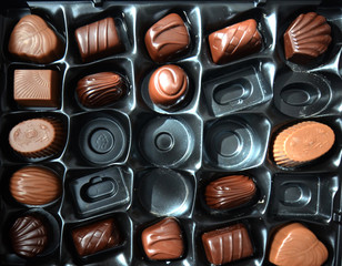 Assorted sweet chocolate pralines