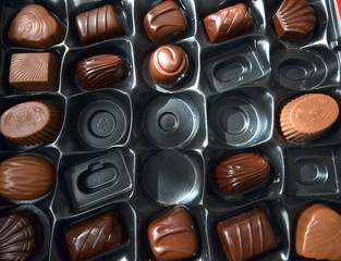 Assorted sweet chocolate pralines