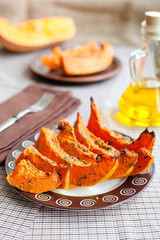 freshly baked and juicy slices of pumpkin