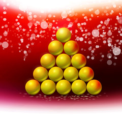 Abstract christmas tree at red winter background