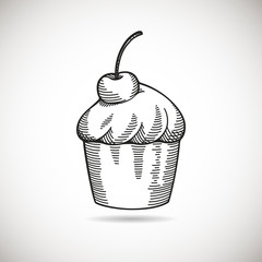 Hand drawn cupcake sketch