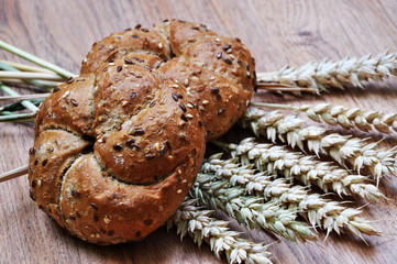 Bun. Whole grain bread. Kaiserbrötchen