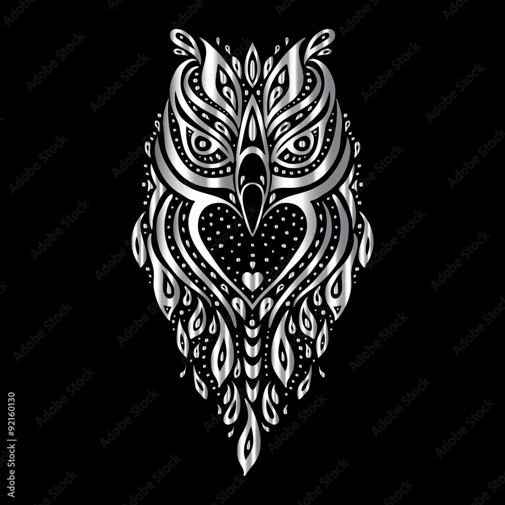 Poster owl. tribal pattern