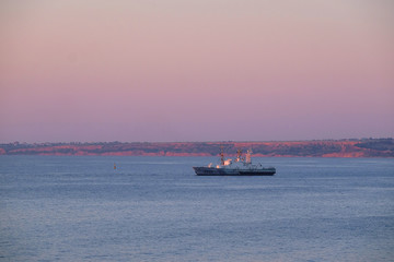 Landscape with the image of a sea sunset
