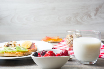 Natural yogurt with fresh berries and cereals