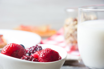 Natural yogurt with fresh berries and cereals