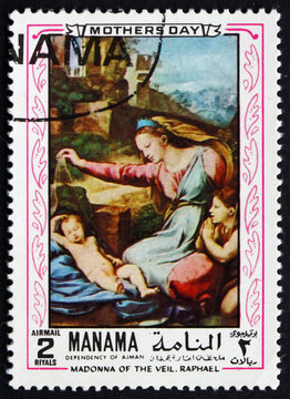Postage stamp Manama 1970 Madonna of the Veil, by Raphael