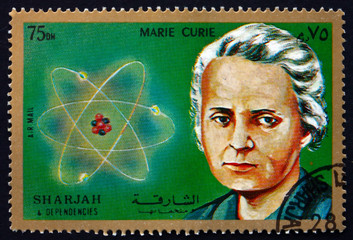 Postage stamp Sharjah 1972 Marie Sklodowska Curie