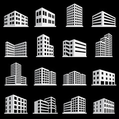 Buildings icon and office icon set