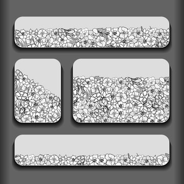 Monochrome flowers pattern cards