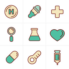 Icons Style  Medical Icons Set, Vector Design