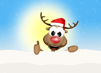 Christmas Thumbs Up Reindeer Sunny Day Background