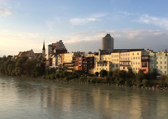 Blick auf Wasserburg am Inn von der Innbrücke