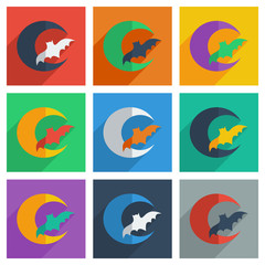 Set of Halloween with shadow flat concept modern design