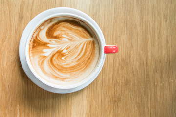 Hot Coffee Art on wood table.