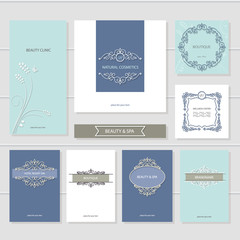 Templates set. Brochures, cards, banners for beauty or wedding design.