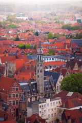 Fototapeta na wymiar View from top of the Bruges cityscape in summer