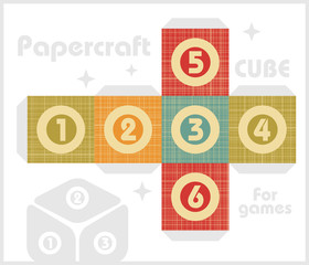 Paper cube for table games in retro style.