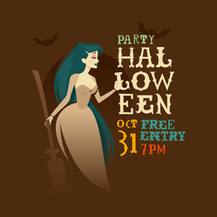 Halloween pretty witch character poster