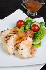 Slices of chicken fillet