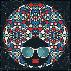 Black head woman with strange pattern hair.