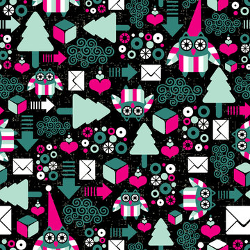 Seamless pattern with winter owl.
